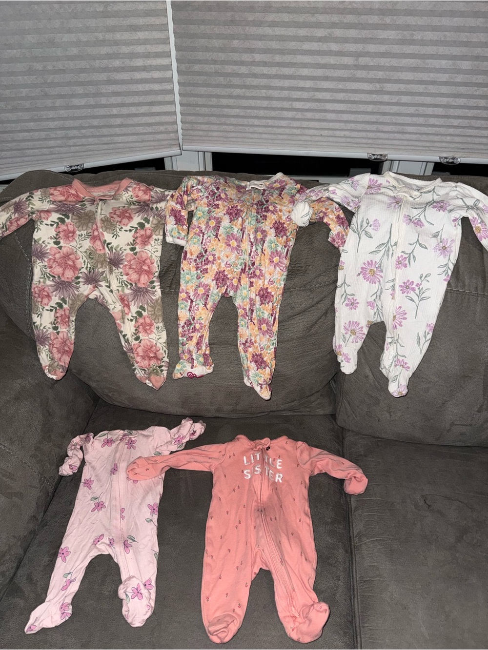 Baby Girl Newborn Sleepers- Like New
